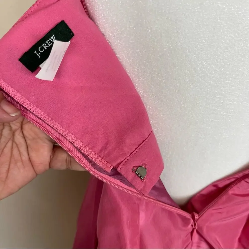 J Crew Silk Taffeta Strapless Bow Front Detail Mini Formal Dress Pink 2